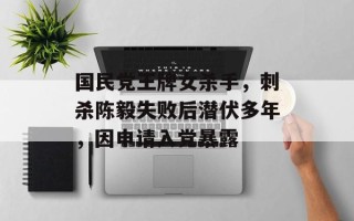 国民党王牌女杀手，刺杀陈毅失败后潜伏多年，因申请入党暴露