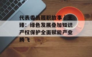 代表委员履职故事｜王臻：绿色发展叠加知识产权保护全面赋能产业腾飞