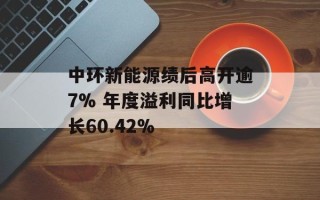 中环新能源绩后高开逾7% 年度溢利同比增长60.42%
