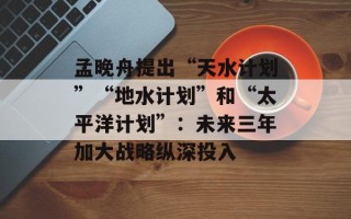孟晚舟提出“天水计划”“地水计划”和“太平洋计划”：未来三年加大战略纵深投入