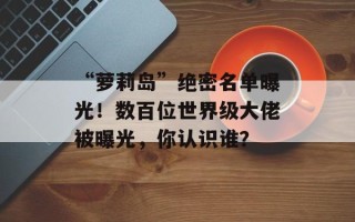 “萝莉岛”绝密名单曝光！数百位世界级大佬被曝光，你认识谁？