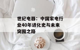 世纪电器：中国家电行业40年进化史与未来突围之路