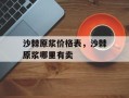 沙棘原浆价格表，沙棘原浆哪里有卖