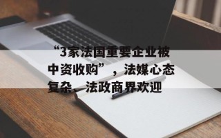 “3家法国重要企业被中资收购”，法媒心态复杂、法政商界欢迎