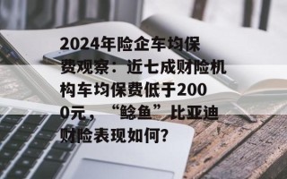 2024年险企车均保费观察：近七成财险机构车均保费低于2000元，“鲶鱼”比亚迪财险表现如何？