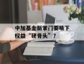 中加基金新掌门要啃下权益“硬骨头”？