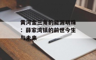 黄河金三角的能源明珠：薛家湾镇的前世今生与未来