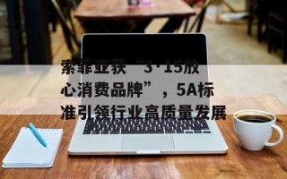 索菲亚获“3·15放心消费品牌”，5A标准引领行业高质量发展