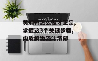 黄焖鸭怎么做才正宗,掌握这3个关键步骤,肉质鲜嫩汤汁浓郁