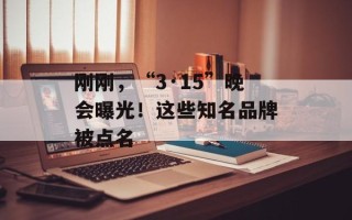 刚刚，“3·15”晚会曝光！这些知名品牌被点名