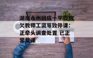 湖南永州回应一学校拖欠教师工资导致停课：正牵头调查处置 已正常复课