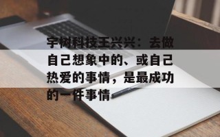 宇树科技王兴兴：去做自己想象中的、或自己热爱的事情，是最成功的一件事情