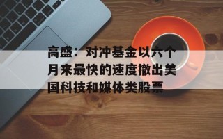 高盛：对冲基金以六个月来最快的速度撤出美国科技和媒体类股票