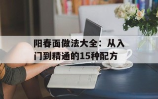 阳春面做法大全：从入门到精通的15种配方