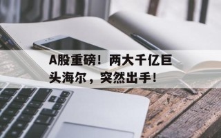 A股重磅！两大千亿巨头海尔，突然出手！