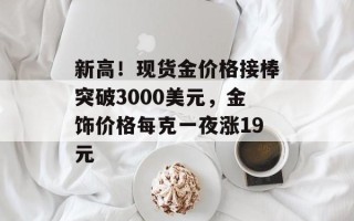 新高！现货金价格接棒突破3000美元，金饰价格每克一夜涨19元