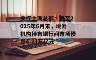 央行上海总部：截至2025年6月末，境外机构持有银行间市场债券4.23万亿元