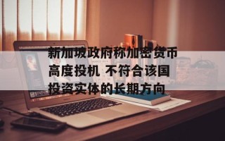 新加坡政府称加密货币高度投机 不符合该国投资实体的长期方向
