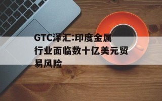 GTC泽汇:印度金属行业面临数十亿美元贸易风险