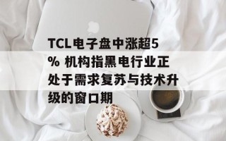TCL电子盘中涨超5% 机构指黑电行业正处于需求复苏与技术升级的窗口期