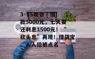 3·15晚会 | 借款5000元，七天要还利息1500元！“砍头息”再现！借贷宝、人人信被点名