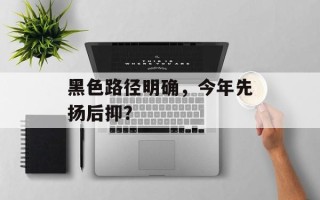 黑色路径明确，今年先扬后抑？