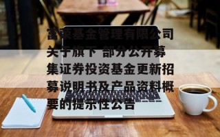 富荣基金管理有限公司关于旗下 部分公开募集证券投资基金更新招募说明书及产品资料概要的提示性公告