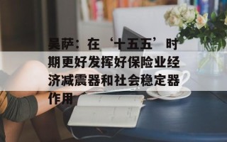 吴萨：在‘十五五’时期更好发挥好保险业经济减震器和社会稳定器作用