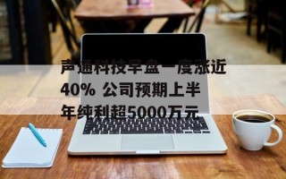 声通科技早盘一度涨近40% 公司预期上半年纯利超5000万元