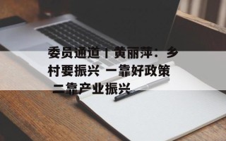 委员通道丨黄丽萍：乡村要振兴 一靠好政策 二靠产业振兴