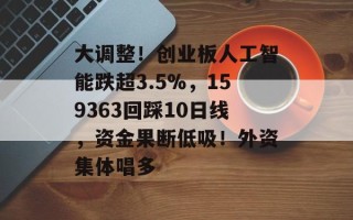 大调整！创业板人工智能跌超3.5%，159363回踩10日线，资金果断低吸！外资集体唱多