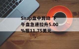 Snap盘中异动 下午盘急速拉升5.00%报11.75美元