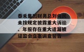 泰禾集团财务总刘向民未按规定披露重大诉讼、年报存在重大遗漏被证监会立案调查警告
