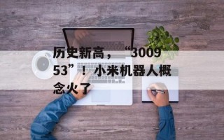 历史新高，“300953”！小米机器人概念火了