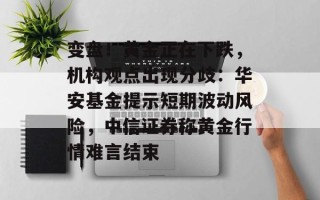 变盘！黄金正在下跌，机构观点出现分歧：华安基金提示短期波动风险，中信证券称黄金行情难言结束