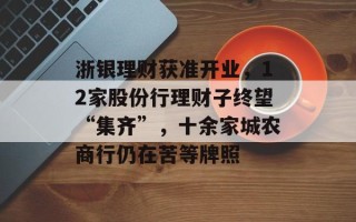 浙银理财获准开业，12家股份行理财子终望“集齐”，十余家城农商行仍在苦等牌照