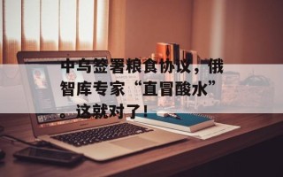 中乌签署粮食协议，俄智库专家“直冒酸水”。这就对了！