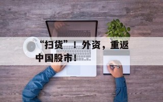 “扫货”！外资，重返中国股市！