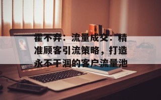 霍不弃：流量成交：精准顾客引流策略，打造永不干涸的客户流量池