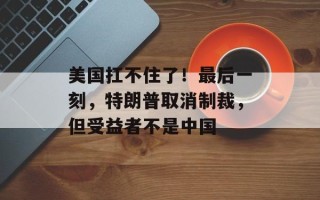 美国扛不住了！最后一刻，特朗普取消制裁，但受益者不是中国