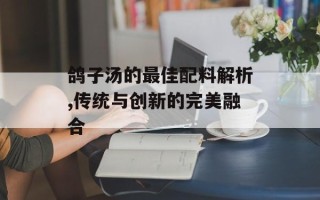 鸽子汤的最佳配料解析,传统与创新的完美融合