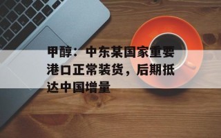 甲醇：中东某国家重要港口正常装货，后期抵达中国增量