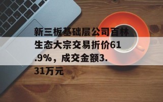 新三板基础层公司百林生态大宗交易折价61.9%，成交金额3.31万元