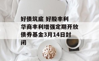 好债筑底 好股丰利 华商丰利增强定期开放债券基金3月14日封闭