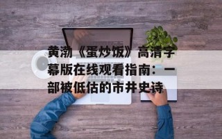 黄渤《蛋炒饭》高清字幕版在线观看指南：一部被低估的市井史诗