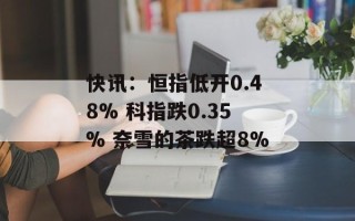 快讯：恒指低开0.48% 科指跌0.35% 奈雪的茶跌超8%
