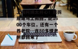 上海阿姨太开心！原拆原建马上搬回，配1600个车位，还有一个养老院…连80多棵老树都回来了