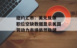纽约汇市：美元反弹 职位空缺数据显示美国劳动力市场依然稳健