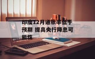 印度12月通胀率低于预期 提高央行降息可能性