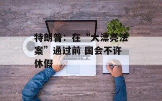 特朗普：在“大漂亮法案”通过前 国会不许休假